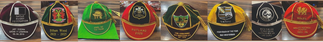 Various Hand embroidered and Machine embroidered Honours Caps