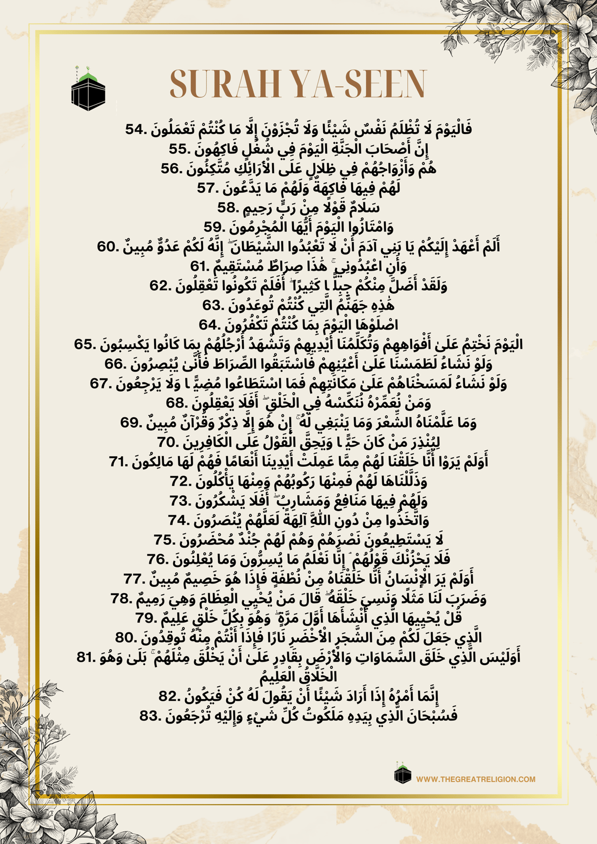 Surah Ya- Seen In Arabic