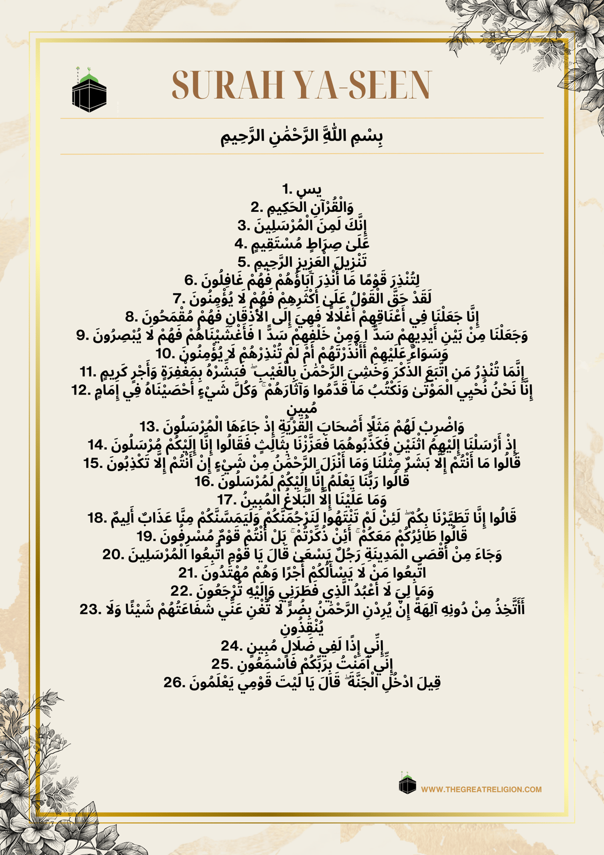 Surah Ya- Seen In Arabic