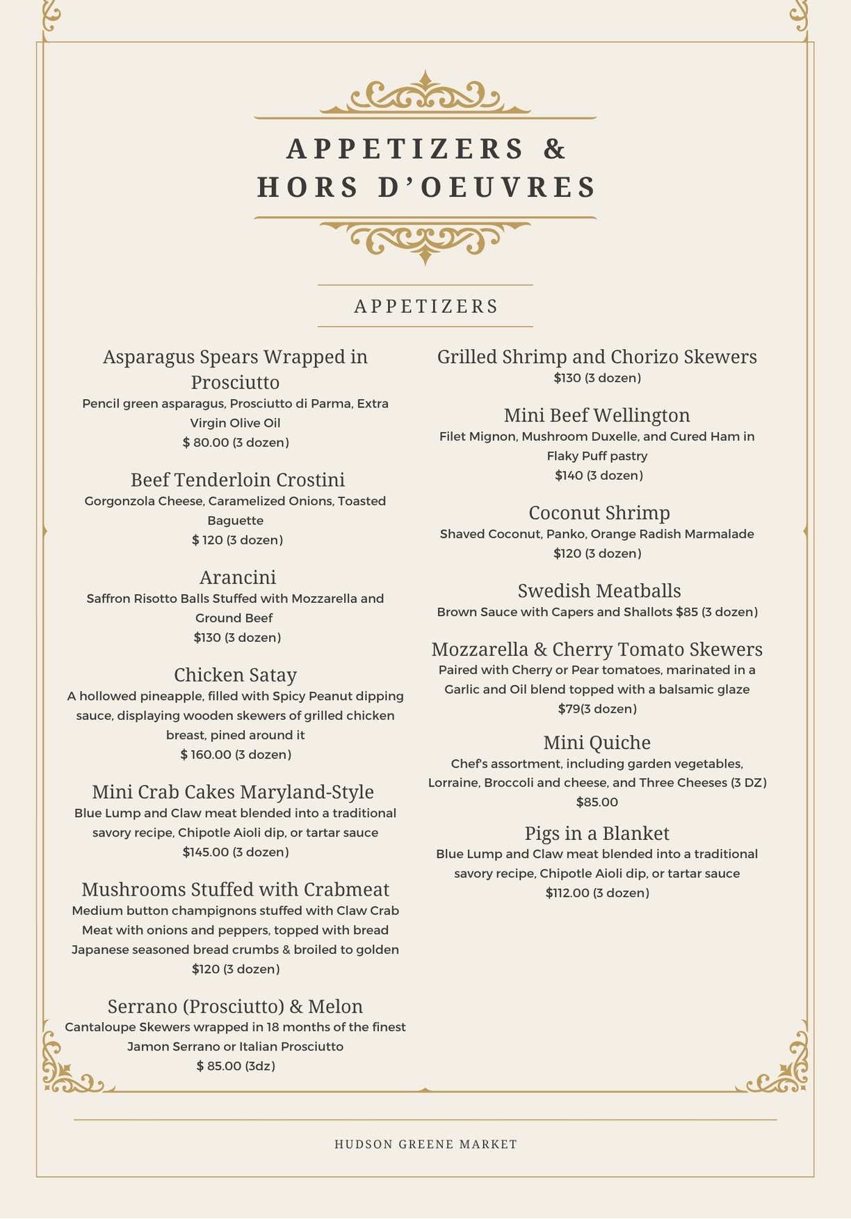 hudson greene market catering appetizers Hors d'oeuvres