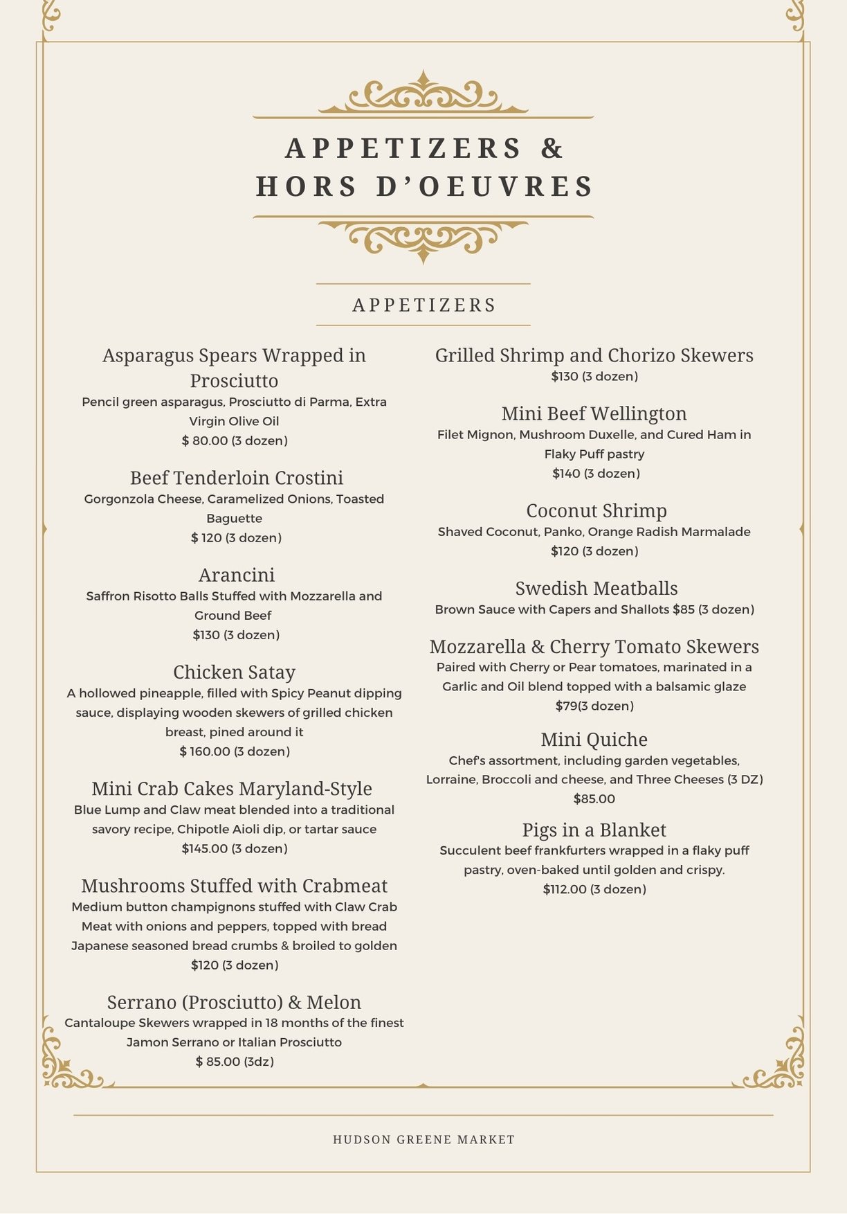 hudson greene market catering appetizers Hors d'oeuvres