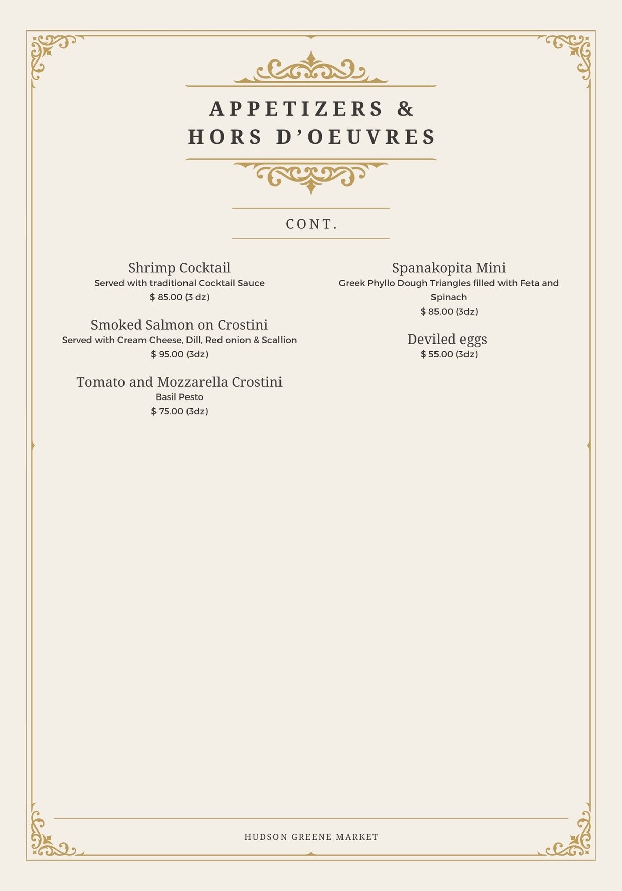 hudson greene market catering appetizers Hors d'oeuvres