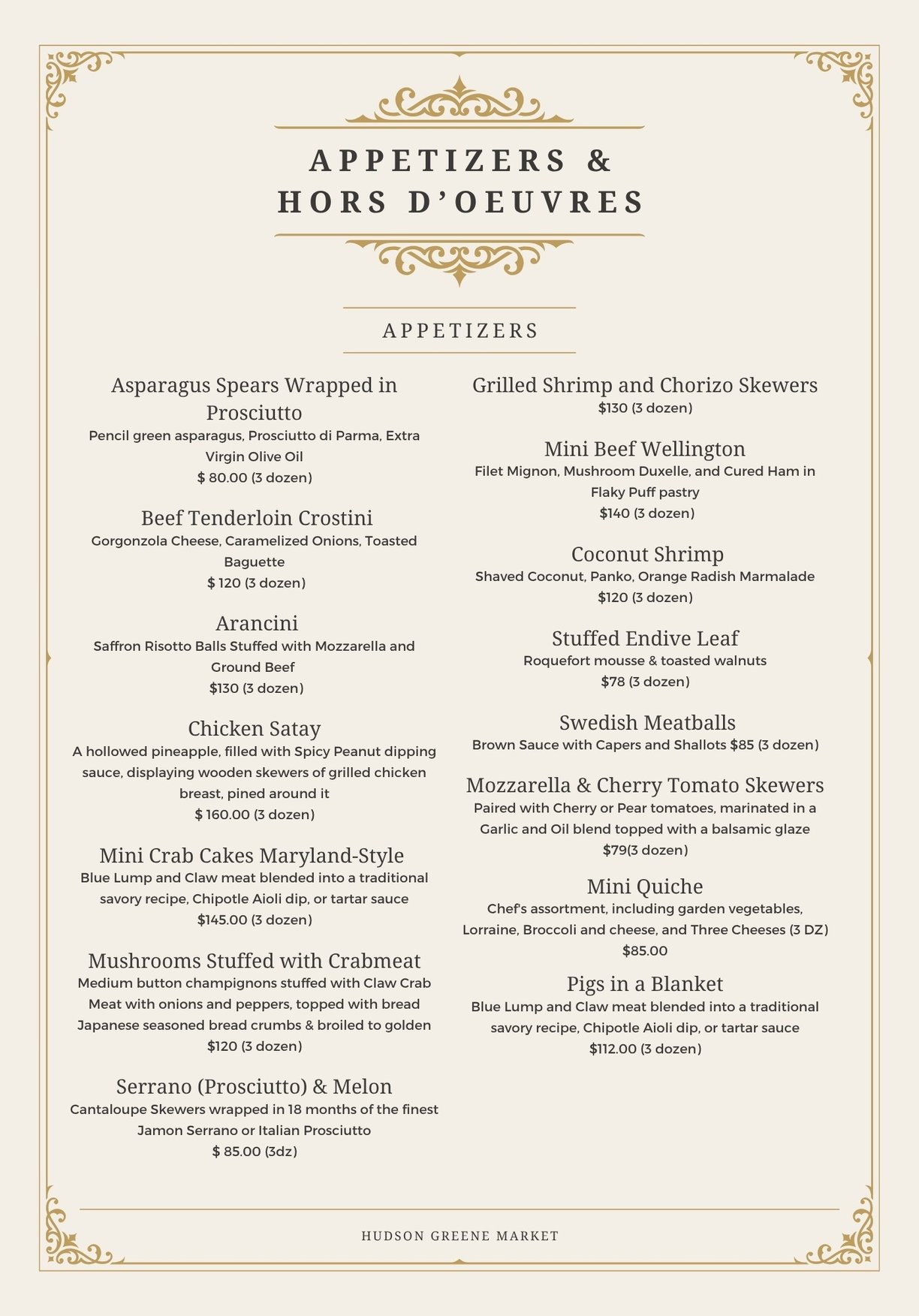 hudson greene market catering appetizers Hors d'oeuvres