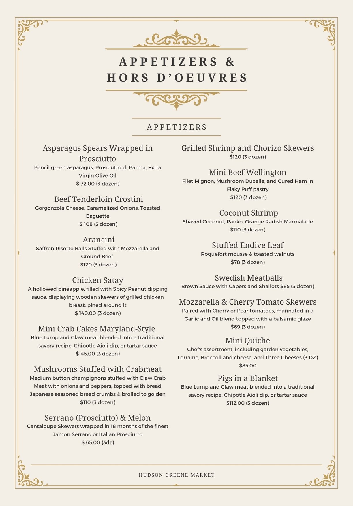 hudson greene market catering appetizers Hors d'oeuvres