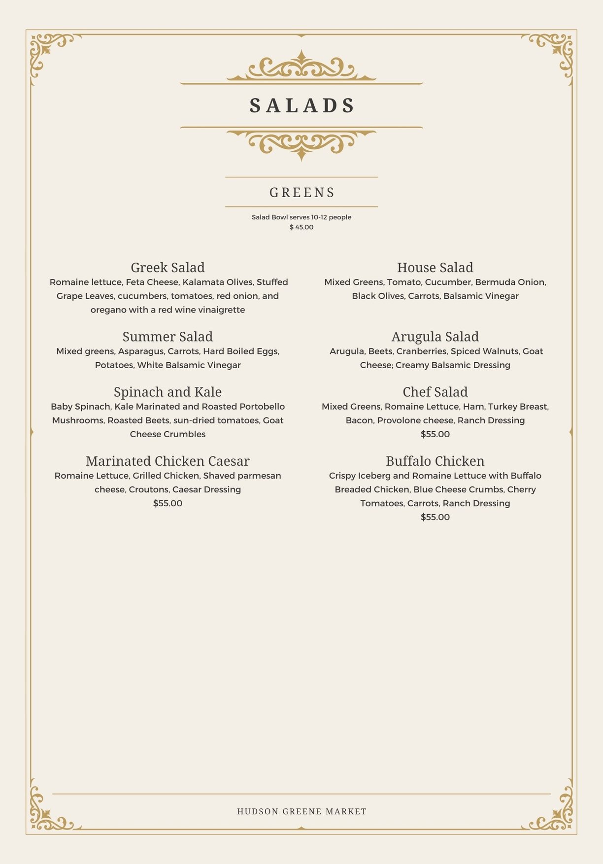 hudson greene market catering fresh salad greek house caesar 