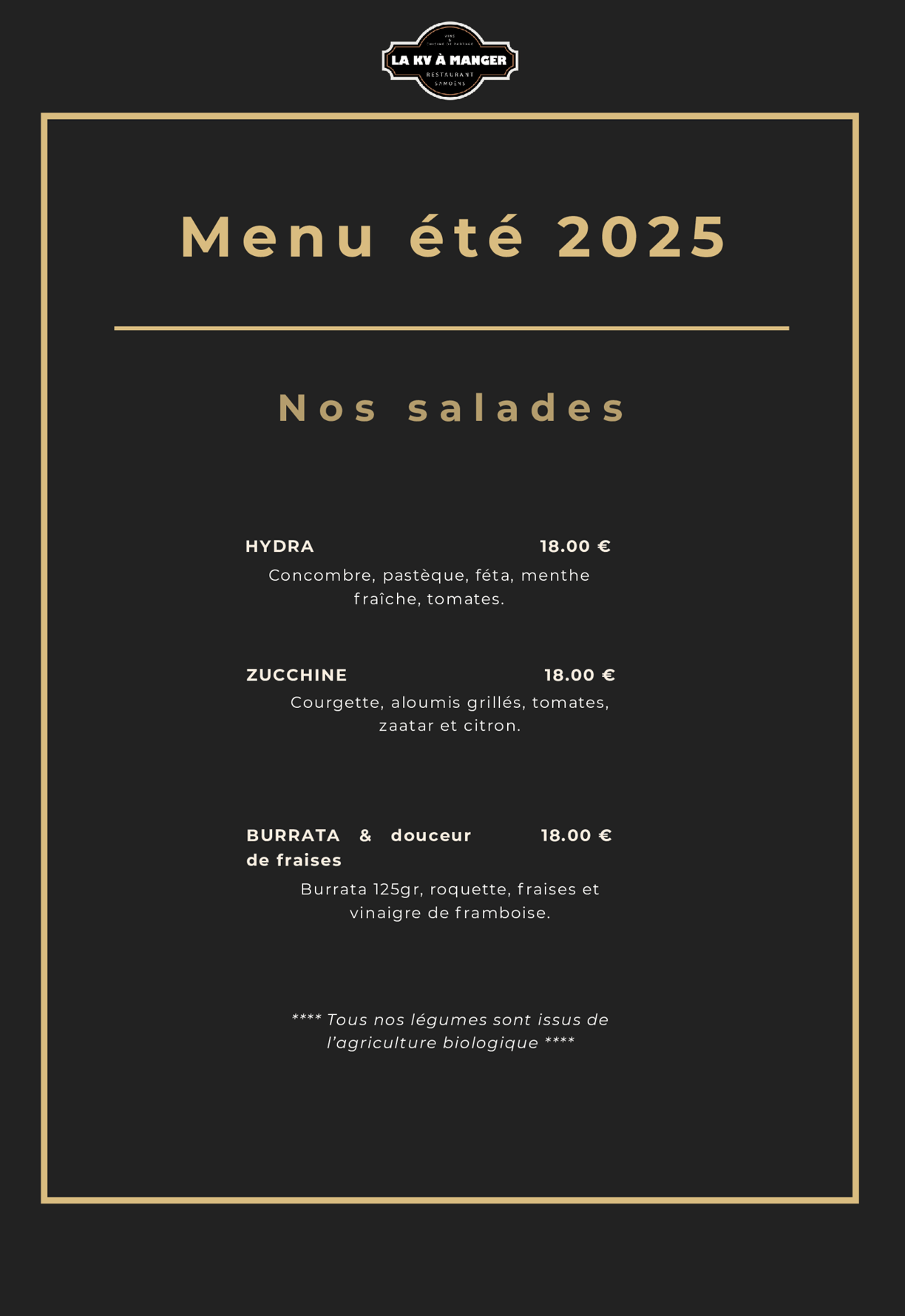 Menu - LA KV A MANGER - Salades