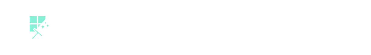 Mint green squeegee cleaning a window with a description of window cleaning services link to form