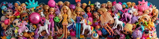 A beautiful collection of upcycled plastic items on a glam kitsch mirror