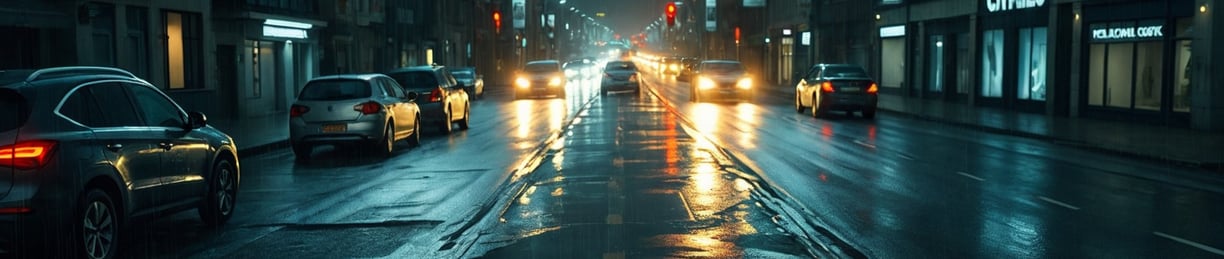 caros estacionados como farol ligado