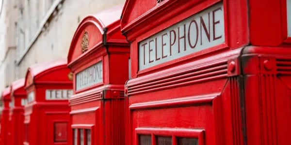 Row of English telephone booths