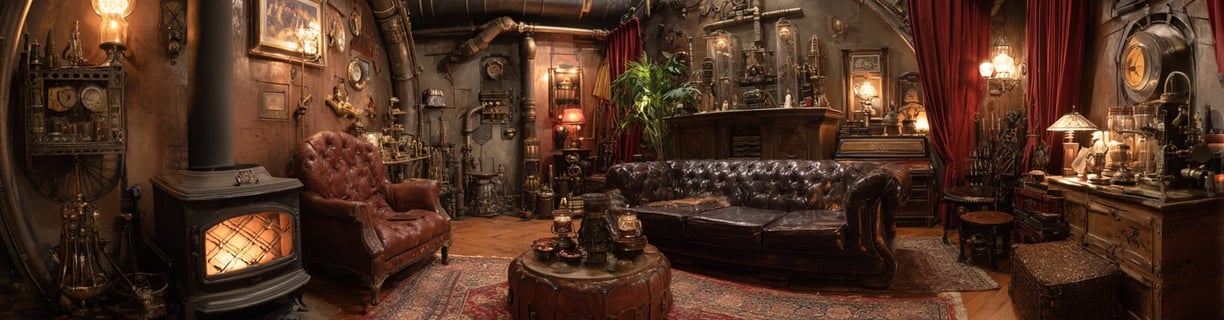 Steampunk themed room.