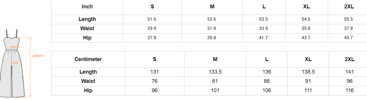 womens jumpsuit size chart