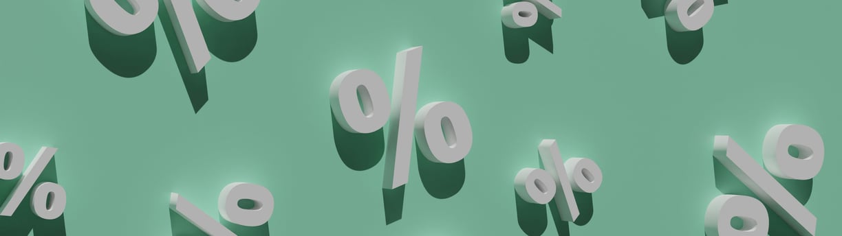 a number of white letters with percentage of percents of percents