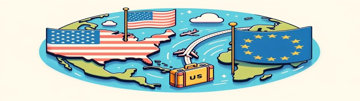 a map of the united states of america and europe