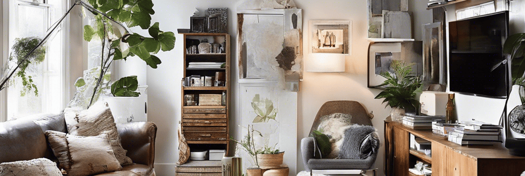 Small living room with cozy decor, plants, and smart storage solutions for compact homes.