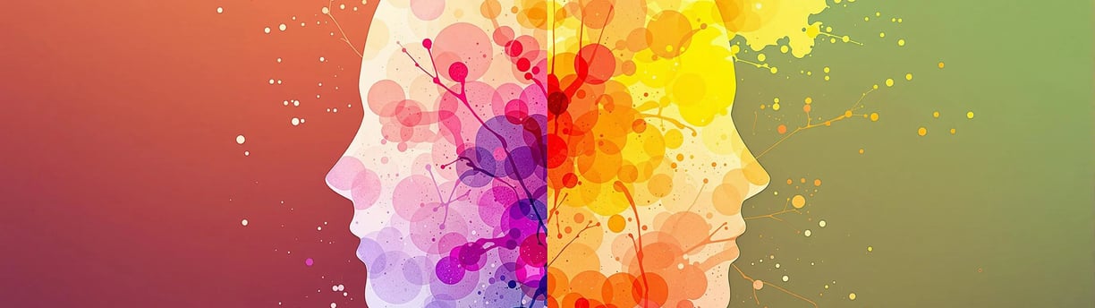 a painting of two faces representing moving energy inside and outside the body