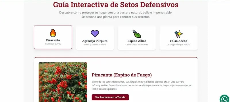 Guía interactiva para seleccionar el seto perfecto para jardines en la zona oeste de Madrid.
