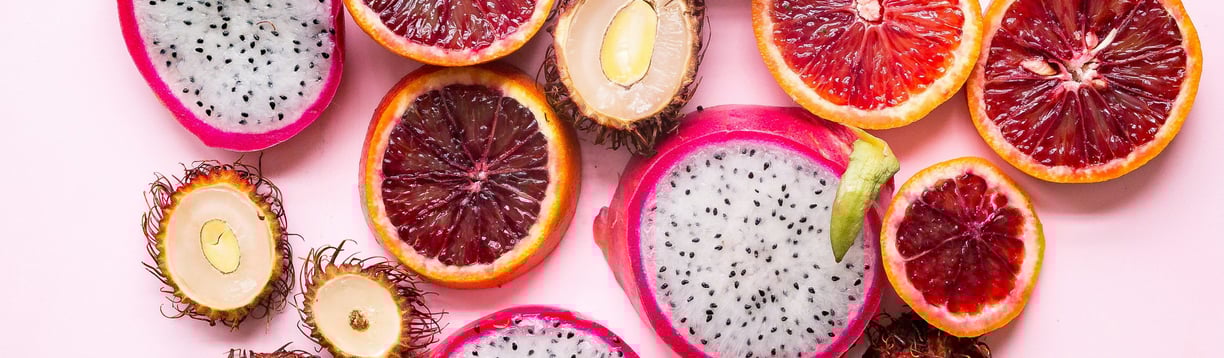 Fruit slices in a colorful array. Used to show social media and design expertise.