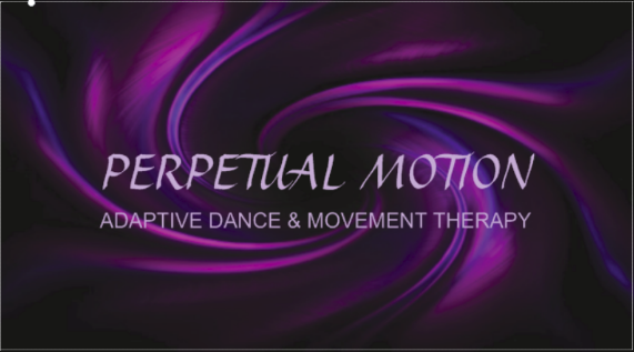 a purple and black swirly background with the words perpetual motion