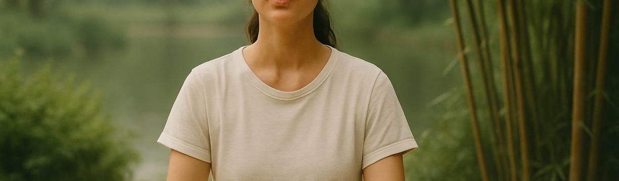 Person meditating every morning at sunrise, symbolizing serenity and well-being.