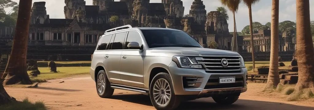 a silver suv parked on a dirt road