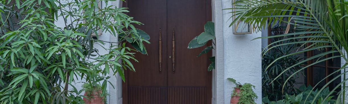 a house with a door and a door way to the front door