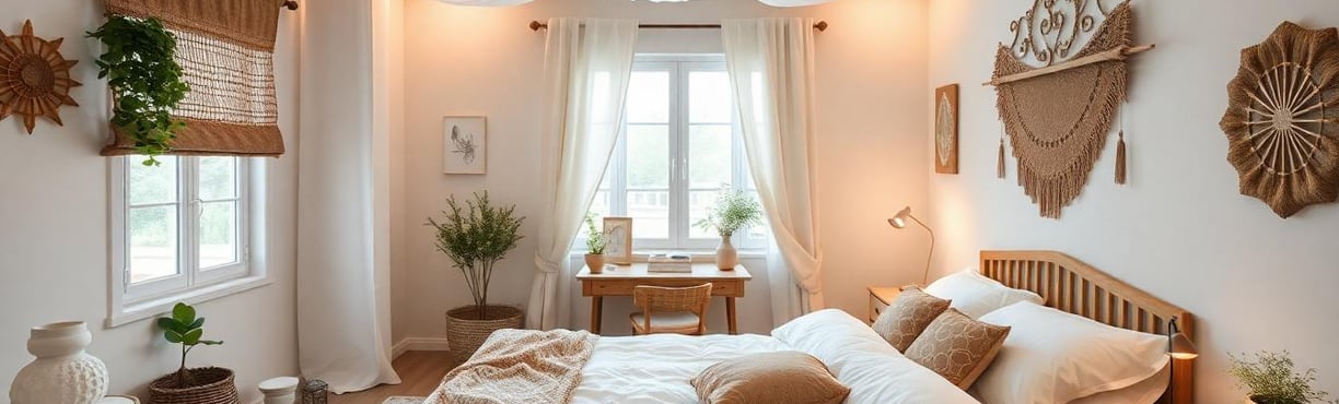 a cozy serene boho bedroom