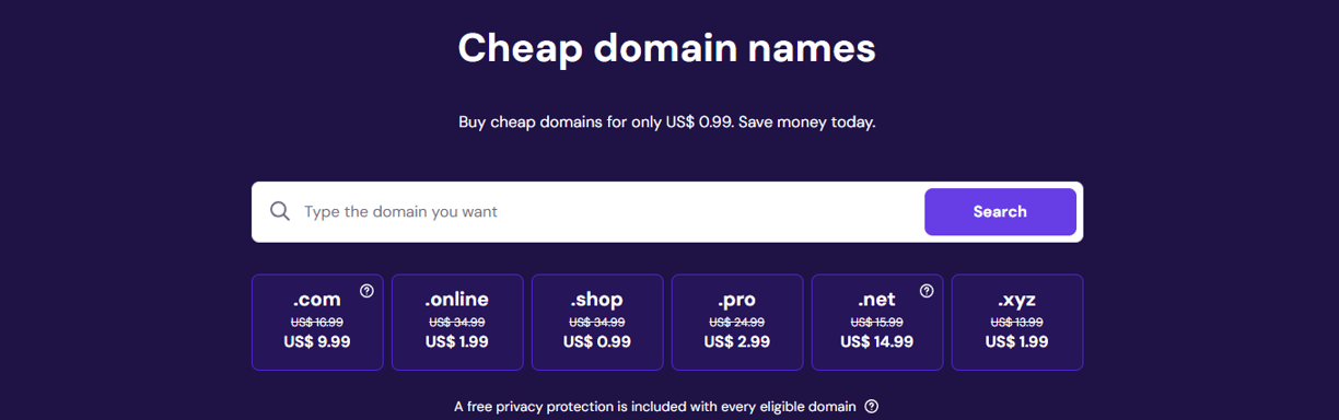 cheap domain names hostinger
