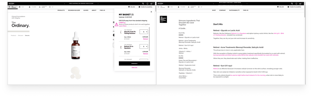 1. A warning in the checkout and an information page for instances of items that don't mix