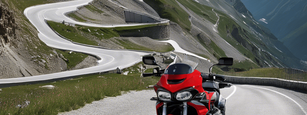 passo delo stelvio with motocycle