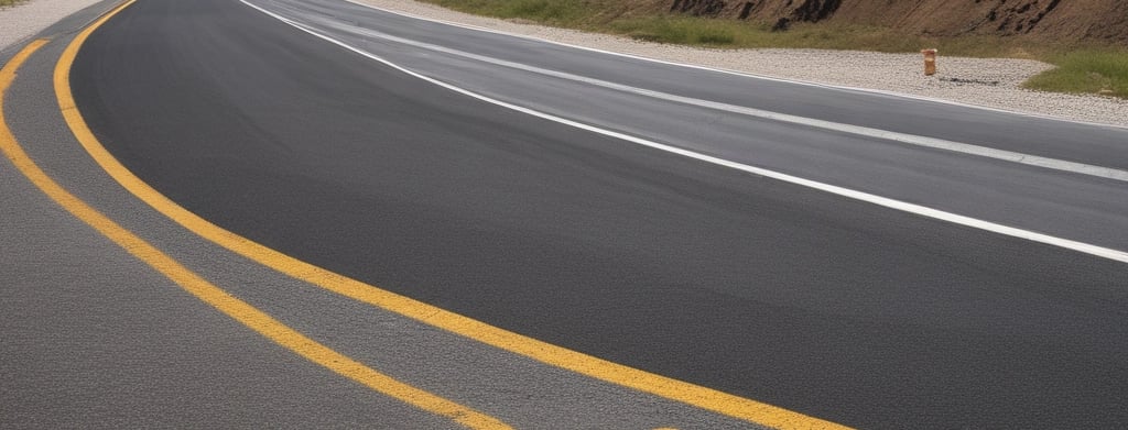 A close-up view of a rough asphalt surface, displaying a textured pattern made up of small, irregularly shaped stones and gravel.