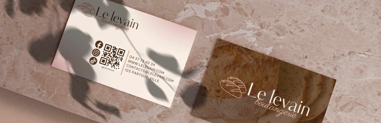 Mock-up d'une carte visite recto/verso d'une identité visuelle de boulangerie