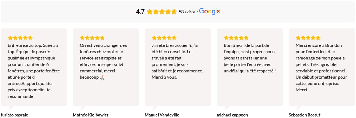 Avis récents déposés sur Google