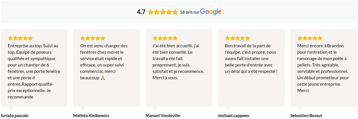 Avis récents déposés sur Google