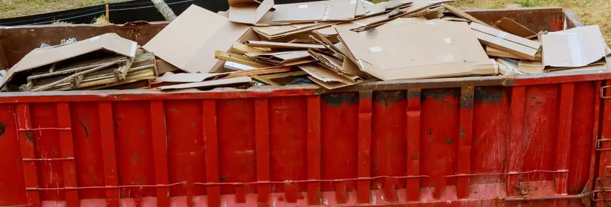 dumpster full of debris 