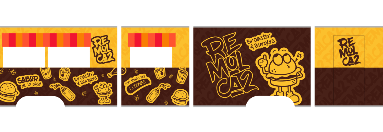 Plano de vistas del carro de comida rápida de Remolca2 Foodtruck