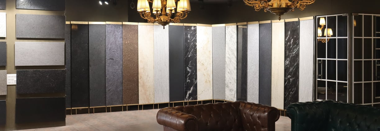 granite display at gold stone granites store in mohali