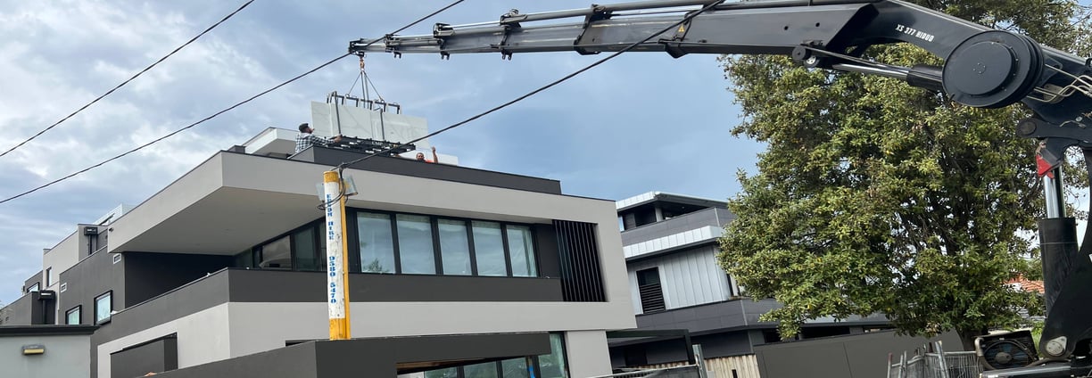crane installing glass