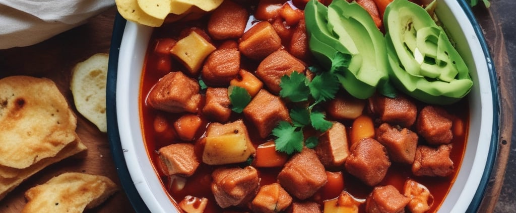 A Mexican restaurant with a vintage-style sign that reads 'Los Burritos Home Made Mexican Food.' The building is red and white with green accents. Two cars are parked in front, and tall palm trees are visible on either side of the image against a clear blue sky.