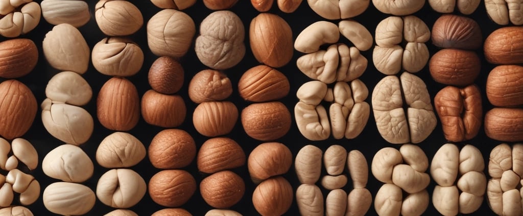 a variety of nuts nuts and nuts in a row