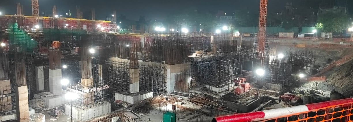 a construction site with a crane and a crane