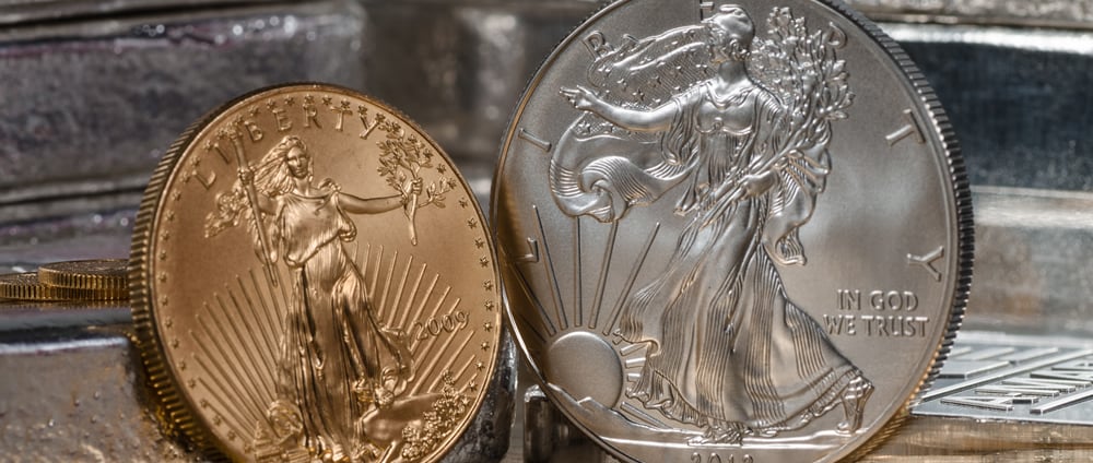 silver and gold US eagles