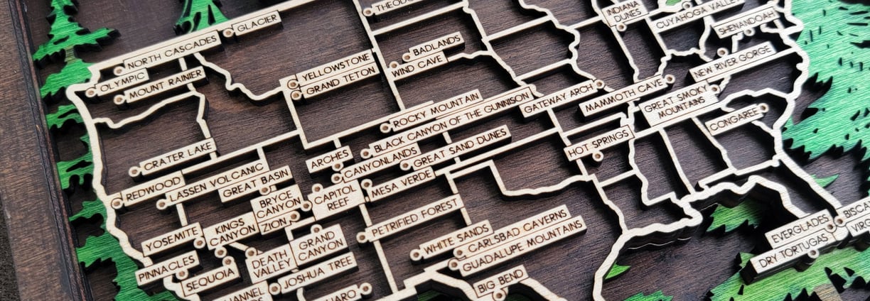 Custom laser cut map of the united states of America