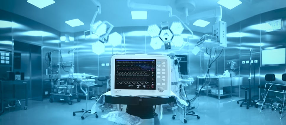 a laptop computer monitor in a hospital room