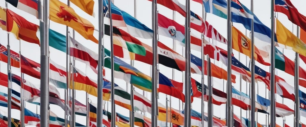 A border checkpoint features several lanes and a white structure with multiple signs indicating passport control. Vehicles, such as cars and a bus, are visible, and there are people both inside and outside the cars. The setting is outdoors under a cloudy sky, and European Union flags are seen above the building.