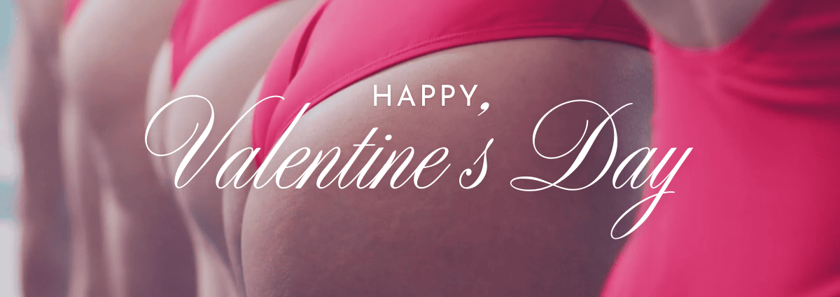 a group of women in bikinis with the words happy valentine's day