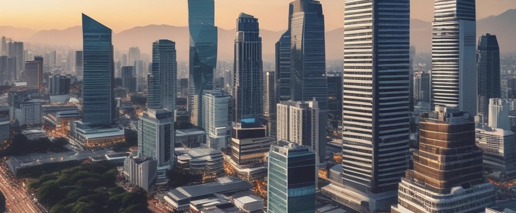 Three people are sitting around a conference table in a modern office. One person is wearing a red blazer and is speaking, while the other two listen and have open laptops in front of them. Papers with charts and graphs are scattered on the table. In the background, there are gray acoustic panels on the wall and a flip chart with colorful notes.