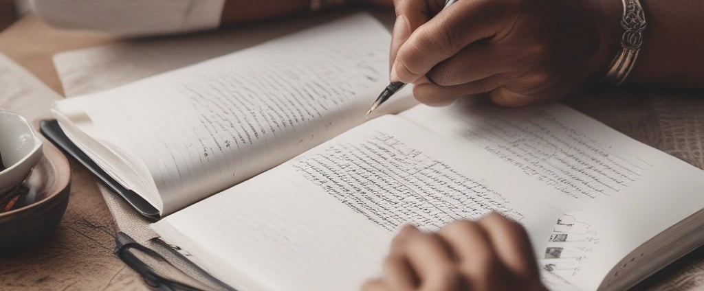 Open Bible and prayer journal on table, symbolizing daily spiritual discipline and devotion.