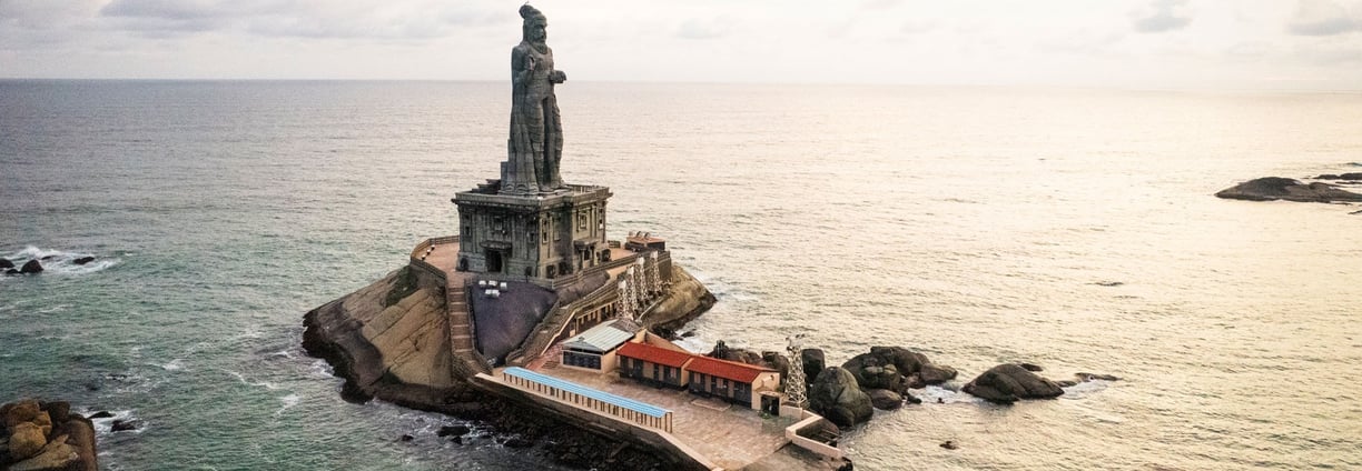 Kanyakumari is at the southern tip of India, where three seas meet.