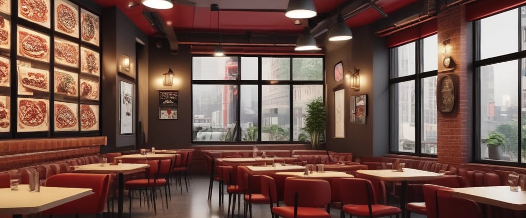 The room is a modern audio equipment showroom featuring various speakers and sound systems displayed on stands and shelves. The walls are decorated with colorful words like pop, hip-hop, and house, indicating different music genres. The space is well-lit with large windows allowing in natural light, and the floor is polished. Several tables hold additional audio equipment, and there are soundproofing panels on one of the walls.